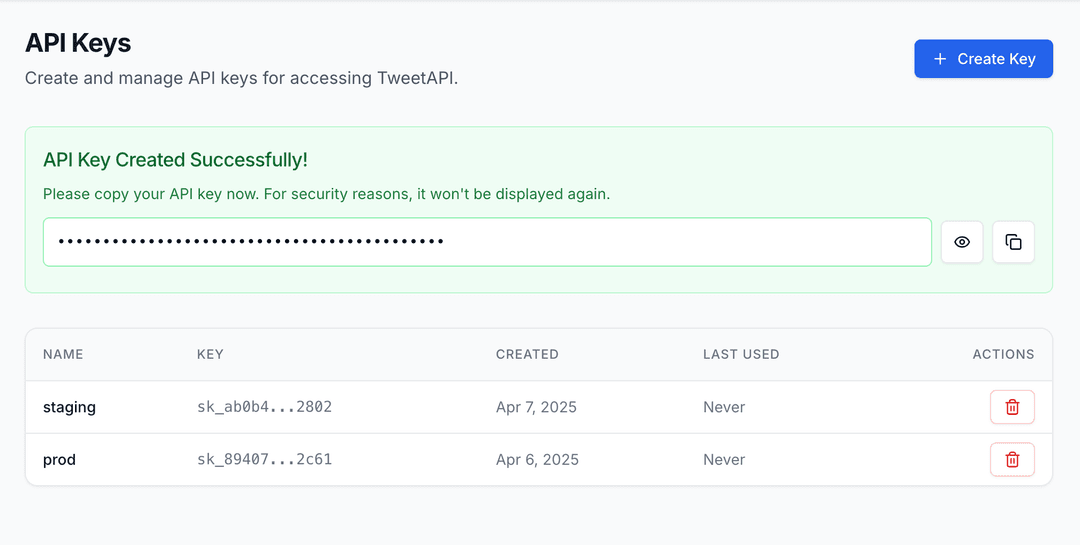 API signup process